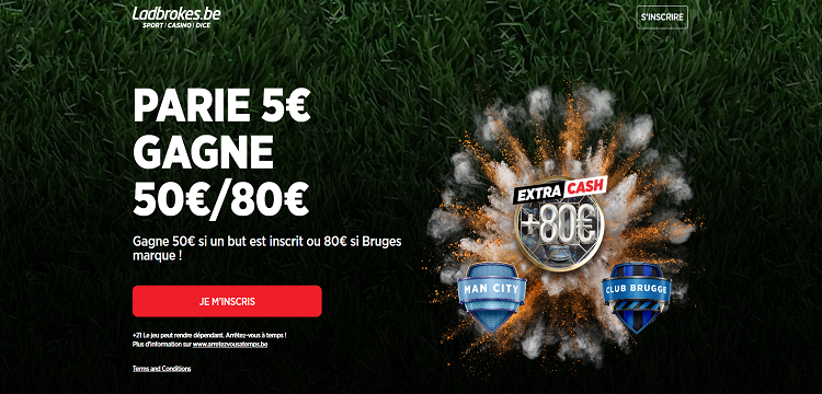 Extra Cash de 80€ à remporter sur Ladbrokes